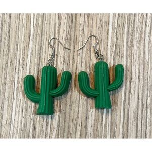 Polymer Clay Earrings-Green Cactus.